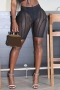 s-2xl plus size summer new solid color high stretch see through mesh spliced slim sexy shorts(with lining)_Black