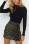 summer new three colors leopard printing suede slight stretch zip-up stylish all-match mini skirt (only skirt)_Dark Green