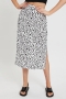 early autumn new three colors leopard printing slight stretch high waist split stylish all-match midi skirt_Black_White