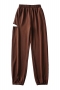 autumn new stylish 5 colors simple solid color ripped pocket high waist loose slight stretch casual pants_Black_White_Brown