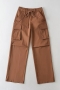 xs-l autumn new stylish 3-colors pocket non-stretch zip-up drawstring loose high quality casual cargo pants_Black_Dark Green_Brown