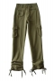 autumn new stylish 4 colors solid color pocket zip-up drawstring high waist slight stretch high quality casual cargo pants_Black_White_Dark Green