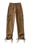 autumn new stylish 4 colors solid color pocket zip-up drawstring high waist slight stretch high quality casual cargo pants_Black_White_Dark Green_Brown