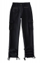 autumn new stylish 4 colors solid color pocket zip-up drawstring high waist slight stretch high quality casual cargo pants_Black