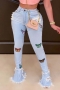 s-3xl autumn plus size two colors butterfly embroidered slight stretch pockets zip-up button hole stylish flare jeans_Sky Blue