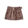 xs-xl summer new stylish 3 colors pocket zip-up belt slight stretch mini denim skirt(with lined)_Black_Brown