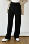 autumn new stylish solid color high-waist button zip-up with pocket inelastic cotton casual suit pants_Black