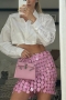 new stylish 3 colors acrylic splicing non-stretch high quality sexy mini skirt(skirt only)_Pink