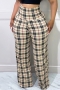 l-3xl plus size autumn new stylish lattice high-waist slight stretch casual pants_Red_Beige