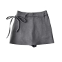 early autumn new two colors stretch high waist zip-up side stylish all-match mini skirt with string belt(with lined)_Black_Gray