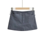 early autumn new two colors slight stretch low waist pocket zip-up stylish all-match mini skirt(with lined)_Dark Blue