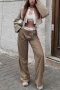 autumn new stylish 3 colors contrast color high-waist inelastic casual suit pants_Black_Brown
