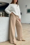 autumn new stylish 8 colors solid color high-waist with pocket inelastic casual suit pants_Black_White_Purple_Blue_Dark Blue_Brown_Khaki