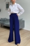 autumn new stylish 8 colors solid color high-waist with pocket inelastic casual suit pants_Black_White_Purple_Blue_Dark Blue