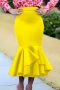 s-4xl plus size slight stretch zip-up 3 colors high waist casual midi mermaid skirt_Dark Blue_Yellow