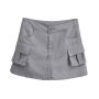 four colors slight stretch high waist stylish cargo mini skirt(with lined)_Black_Dark Green_Khaki _Gray