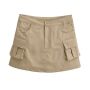 four colors slight stretch high waist stylish cargo mini skirt(with lined)_Black_Dark Green_Khaki 