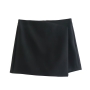 new 5 colors non-stretch zip-up solid color stylish skorts_Black