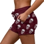 s-5xl plus size 4 colors skeleton batch printing drawstring casual shorts_Black_Rose Red