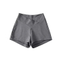 new 3 colors slight stretch solid color high waist fashion casual shorts_Black_Khaki _Dark Gray