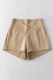 new 3 colors slight stretch solid color high waist fashion casual shorts_Black_Khaki 
