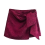 five colors non-stretch bowknot zip-up stylish all-match skort_Purple_Dark Green_Rose Red