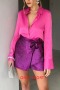 five colors non-stretch bowknot zip-up stylish all-match skort_Purple