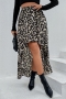 non-stretch leopard batch printing irregular stylish all-match midi skirt_Brown_Orange_Leopard