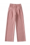 slight stretch solid color 5-colors corduroy zip-up casual wide-leg pants_Black_White_Purple_Pink