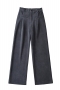 slight stretch solid color 5-colors corduroy zip-up casual wide-leg pants_Black_White_Purple_Pink_Dark Gray