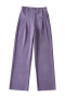 slight stretch solid color 5-colors corduroy zip-up casual wide-leg pants_Black_White_Purple