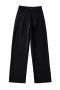 slight stretch solid color 5-colors corduroy zip-up casual wide-leg pants_Black
