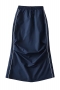 non-stretch 4 colors high waist drawstring pocket stylish all-match midi skirt_Black_Beige_Dark Blue