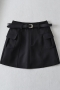 non-stretch solid color 3 colors belt pocket zip-up sexy mini skirt(with lined)_Black