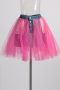 non-stretch 3 colors mesh and denim stitching high waist stylish mini skirt_Light Green_Blue_Magenta