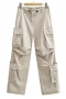 non-stretch 3-colors zip-up multi-pocket drawstring casual cargo pants_Black_Khaki
