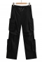 non-stretch 3-colors zip-up multi-pocket drawstring casual cargo pants_Black