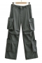 non-stretch 3-colors zip-up multi-pocket drawstring casual cargo pants_Black_Khaki _Dark Gray