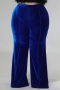 plus size slight stretch solid color 5 colors velvet high waist casual pants_Black_Dark Green_Red_Blue