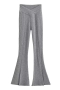 slight stretch solid color 5-colors slit knitted casual flared pants_Black_Beige_Brown_Pink_Gray