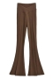slight stretch solid color 5-colors slit knitted casual flared pants_Black_Beige_Brown