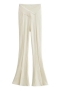 slight stretch solid color 5-colors slit knitted casual flared pants_Black_Beige