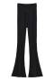 slight stretch solid color 5-colors slit knitted casual flared pants_Black