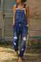 s-5xl plus size non-stretch button pocket hole casual denim overalls_Blue_Dark Blue