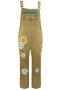 s-5xl plus size non-stretch zip-up pocket flower printing casual denim overalls_Sky Blue_Pink_Khaki