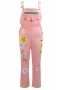 s-5xl plus size non-stretch zip-up pocket flower printing casual denim overalls_Sky Blue_Pink