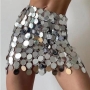 non stretch sequins decor sexy club mini skirt_Black_Pink_Yellow_Silver