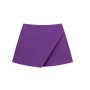 non-stretch orange multicolor irregular simple zip-up shorts_Black_White_Purple