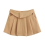 non-stretch pleated folding design skirt_Dark Green_Khaki 