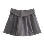 non-stretch pleated folding design skirt_Dark Green_Khaki _Gray